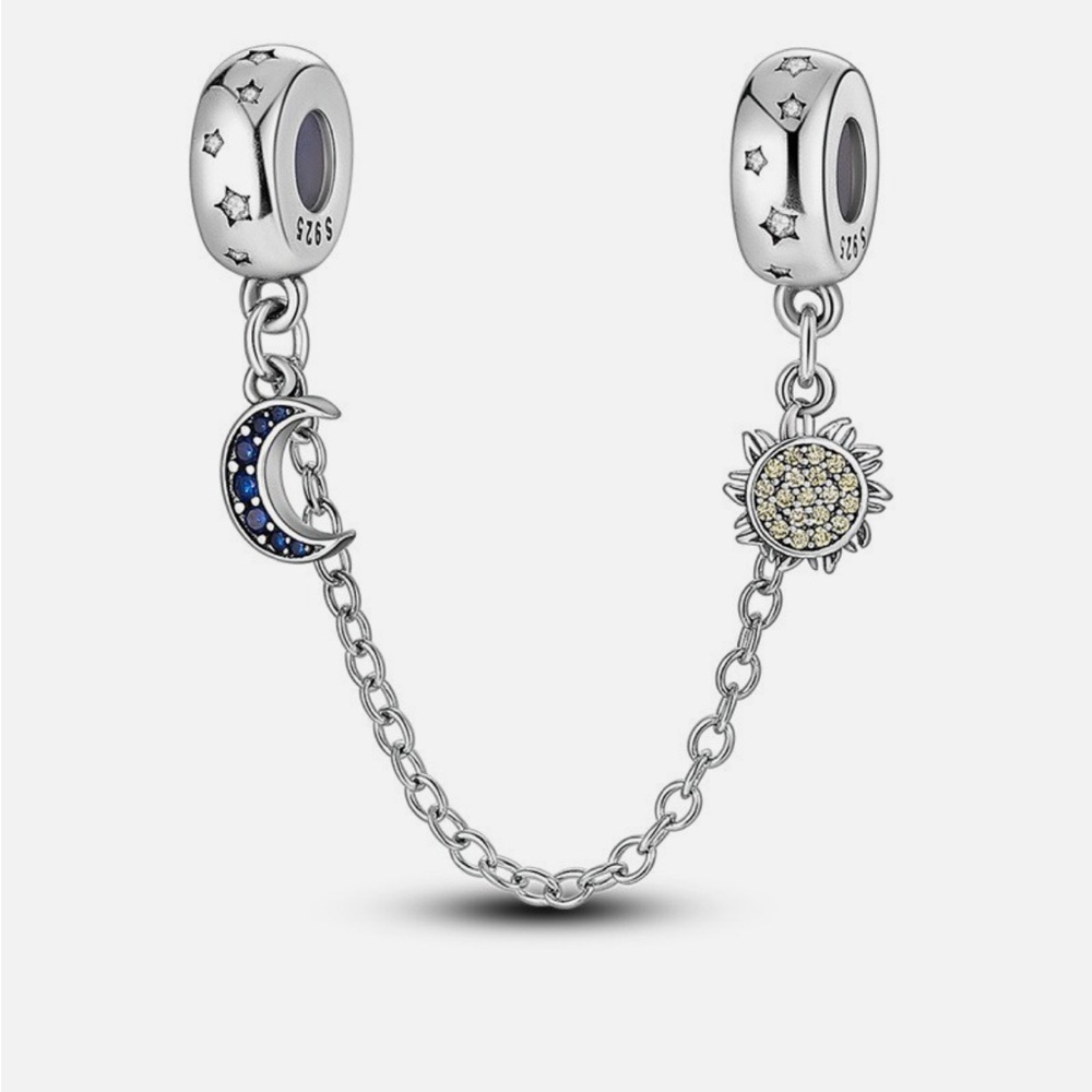 925 Sun & Moon Double Charm For Pandora & Most Other Charm Bracelets-NEW